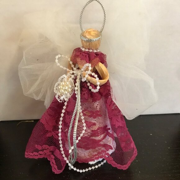 Handcrafted Angel Figurine Set of 3 With Ribbon & Lace Accents - Picture 2 of 14